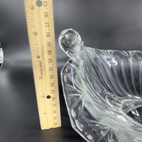Antique Lilypad Leaf Shaped Clear Centerpiece Glass Bowl Dish Footed Glass Decor - Picture 4 of 16